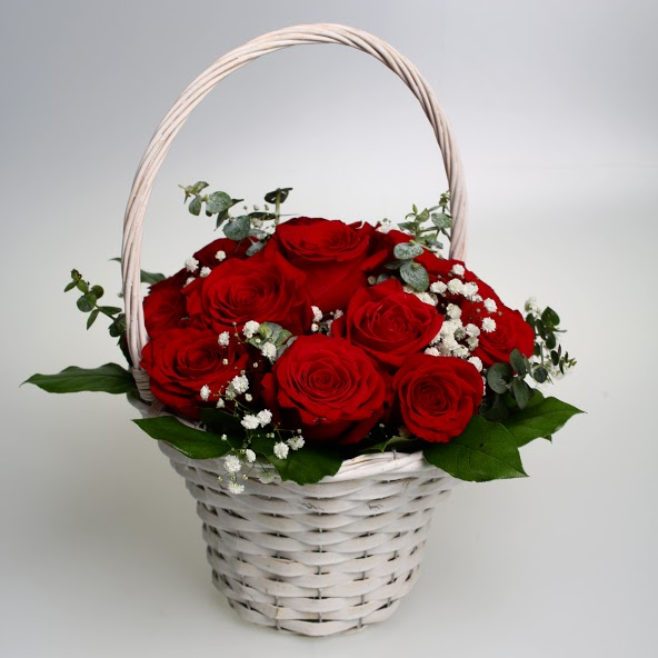 Košík červených ruží XL