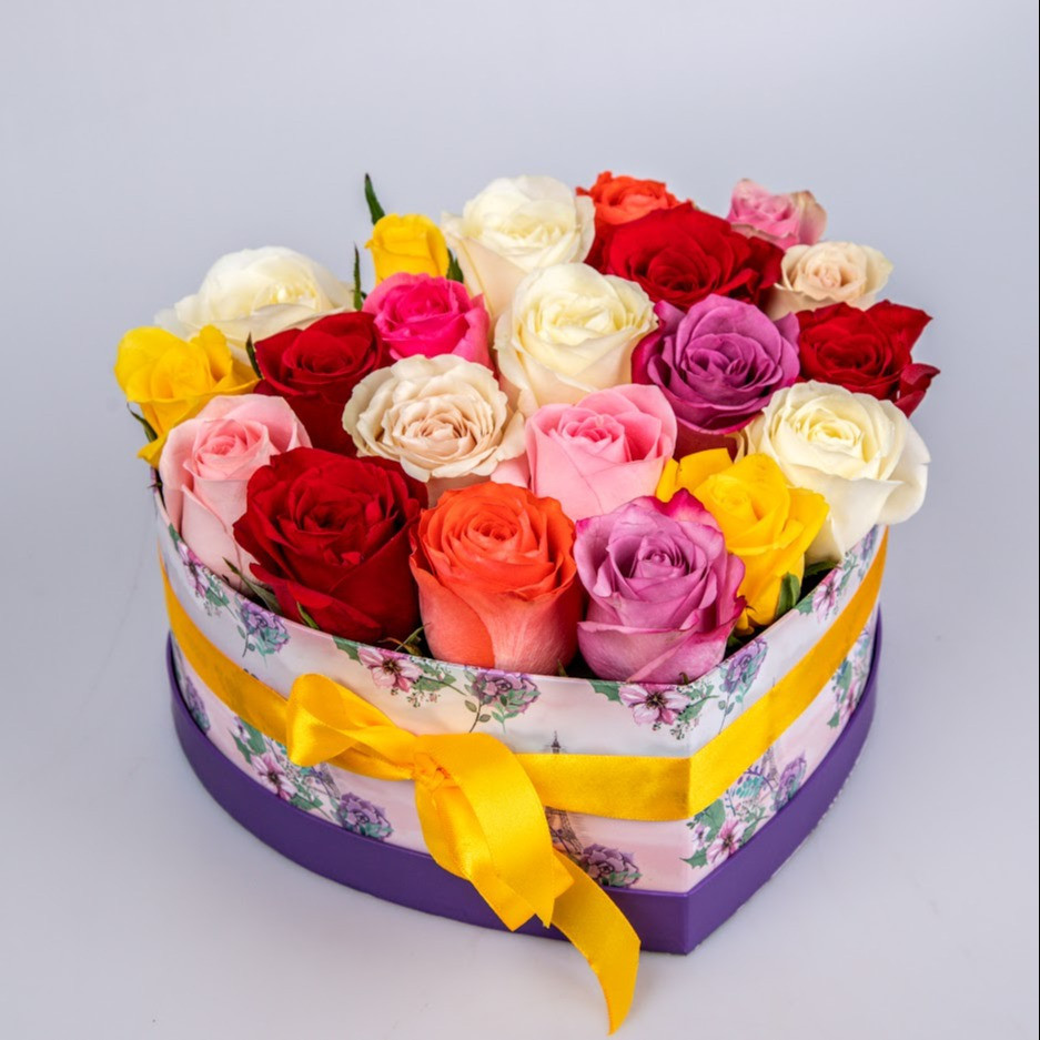 Box RAINBOW roses 21-85